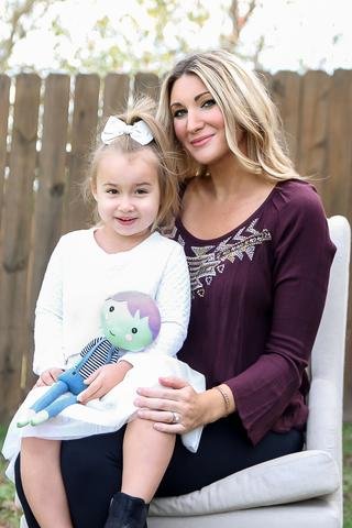 Jackie and Olivia with the first prototype for The Doll Kind.